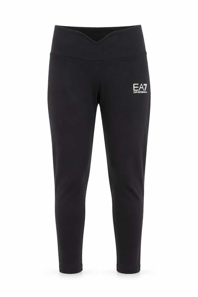 Front view of Emporio Armani girls’ black leggings, size 10, years activewear