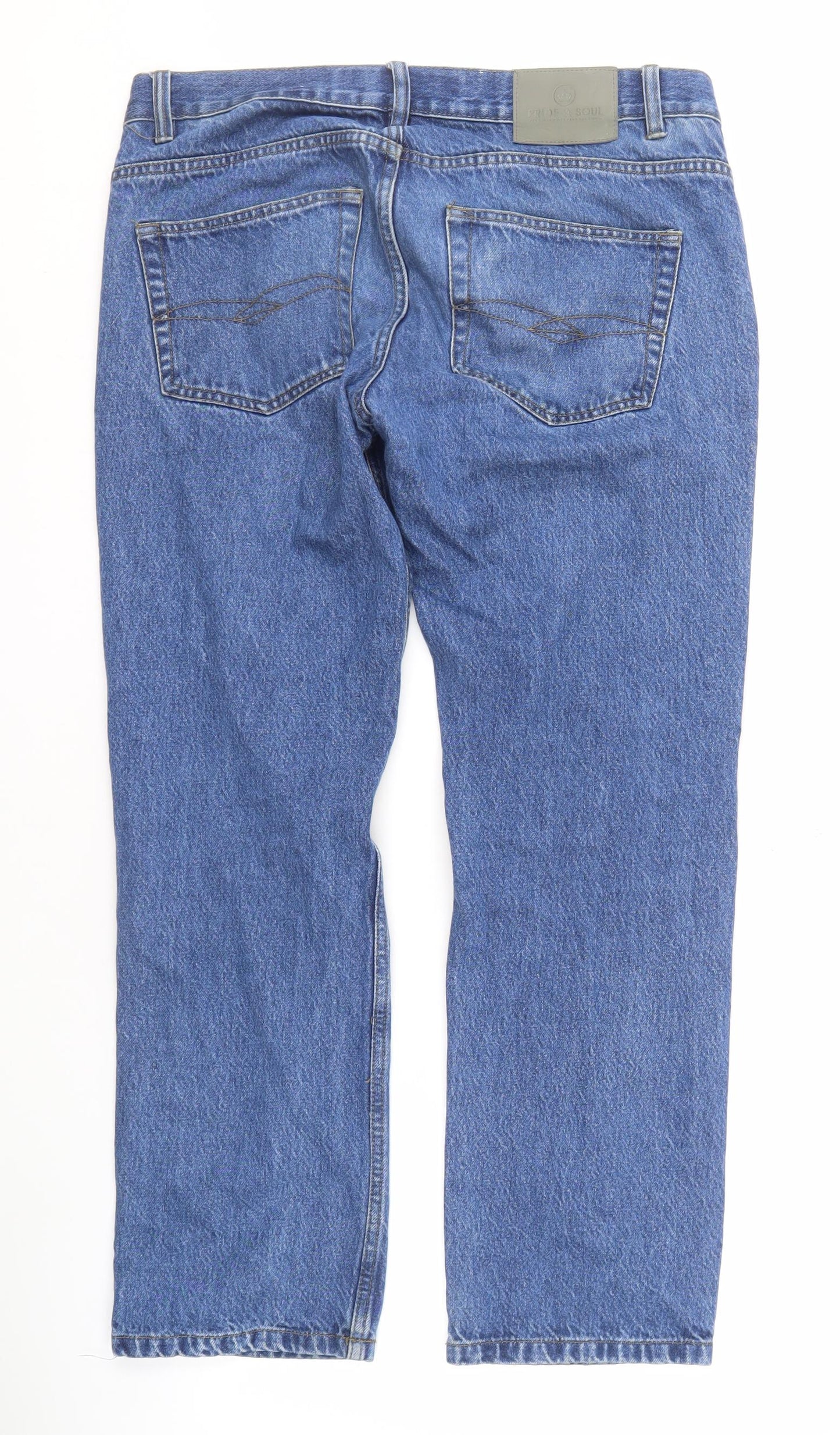 Pride & Soul Men's Blue Straight Jeans, L, Regular Fit