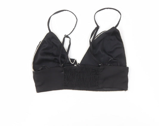 Pull & Bear Black Camisole Tank V-Neck Beaded 12