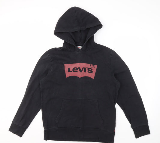 Levi's Men Black Cotton Hoodie M Pullover Style