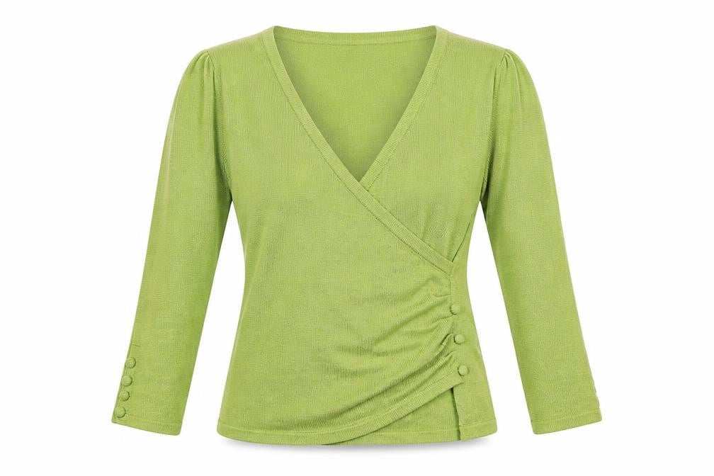 Womens UK 12 Regular Laura Ashley Green Wrap Tight-Knit