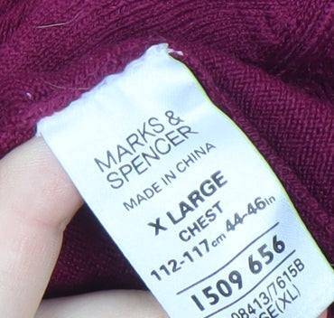 Marks and Spencer Men's Red V-Neck Pullover XL