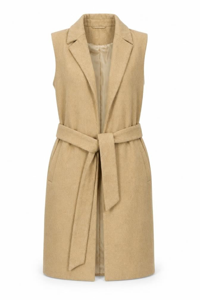 New Look Beige Women's Waistcoat Size 14 Belted