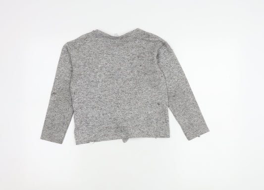Bluezoo Girls Grey Pullover Jumper 8-9 Sequin Heart Accent