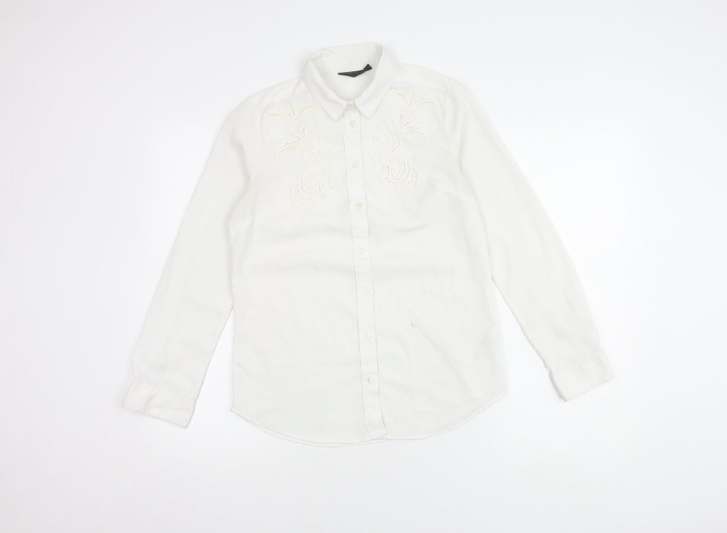 Topshop Women's White Button-Up Shirt Size 6