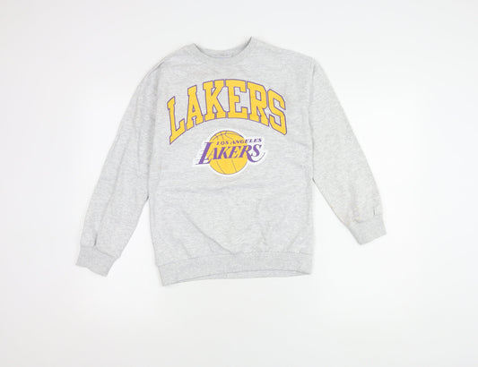 NBA Boys Grey Pullover Sweatshirt, 11 Years, Logo Graphic Print
