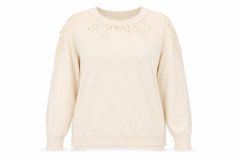 Topshop Women's Beige Jumper, Size 14, Lace Detail