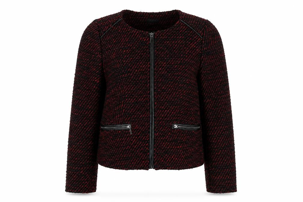 Marks and Spencer Women Black Red Bouclé Blazer Size 12