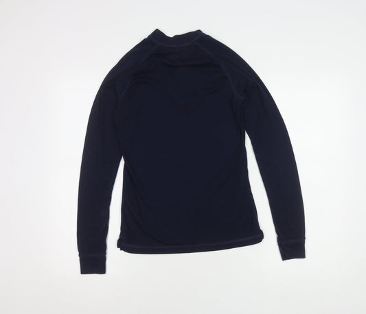 Blue Women's High Neck Zip Sweatshirt, Long Sleeve