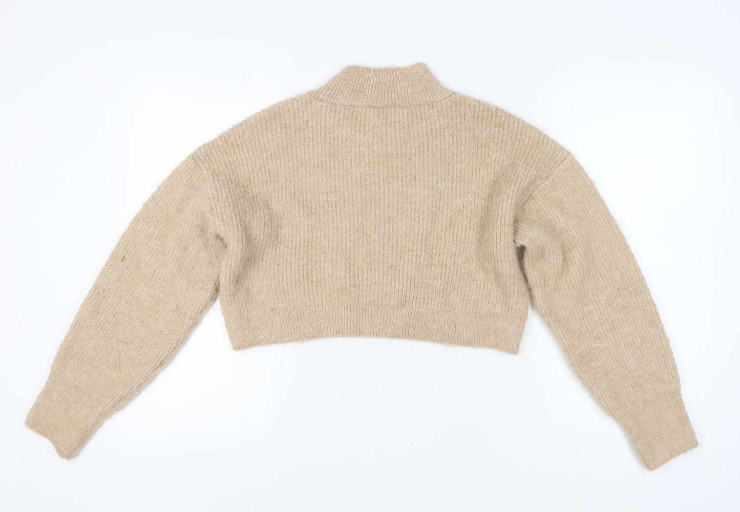Topshop Women's Beige Mock Neck Pullover Jumper - M