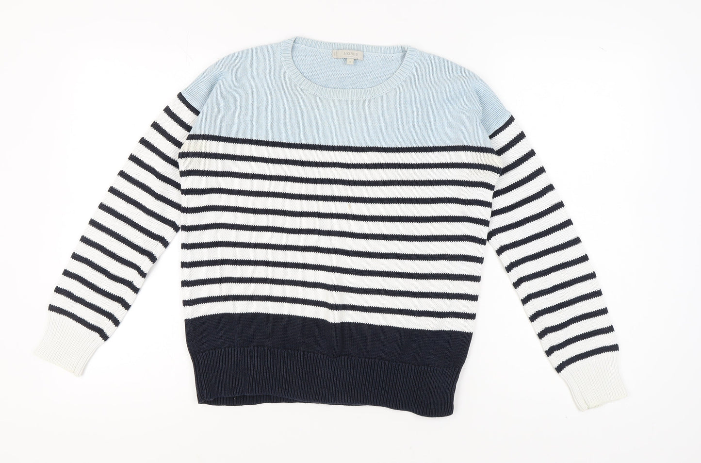 Hobbs Women's Blue Striped Pullover Jumper S