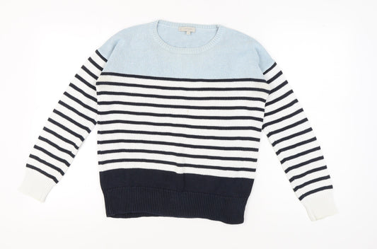 Hobbs Women's Blue Striped Pullover Jumper S