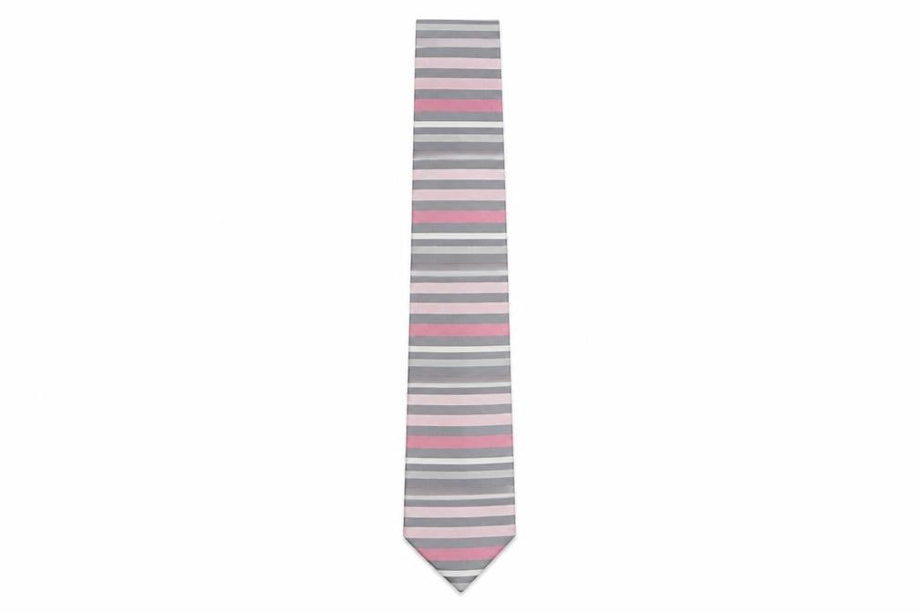 Jasper Conran Men's Grey Pink Striped Silk Tie
