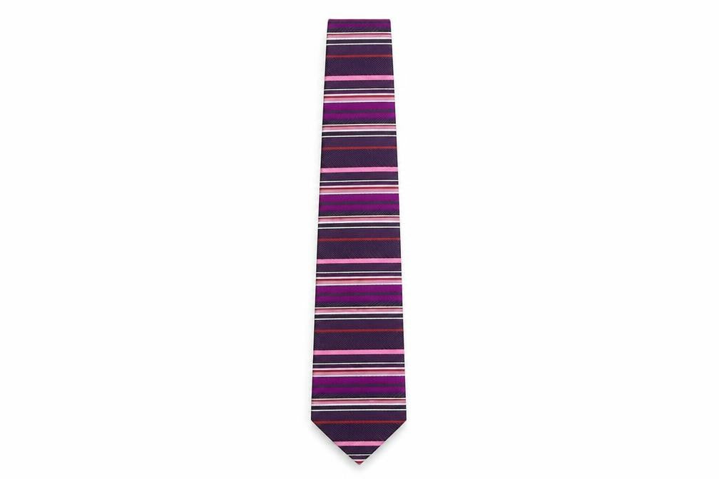 Pierre Cardin Men's Purple Striped Silk Tie One Size