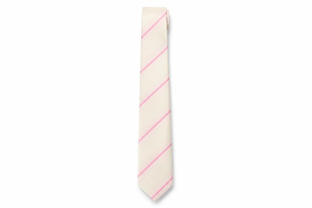 Jeff Banks Men’s Ivory Pink Striped Silk Tie