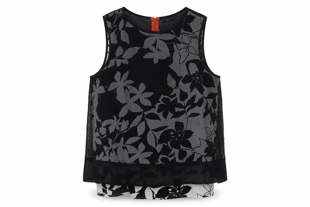 M&Co Women's Black Floral Sleeveless Tunic, Size 14