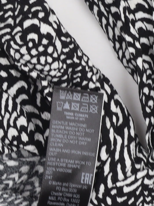 Marks and Spencer Women's Black Animal Print Blouse Size 10