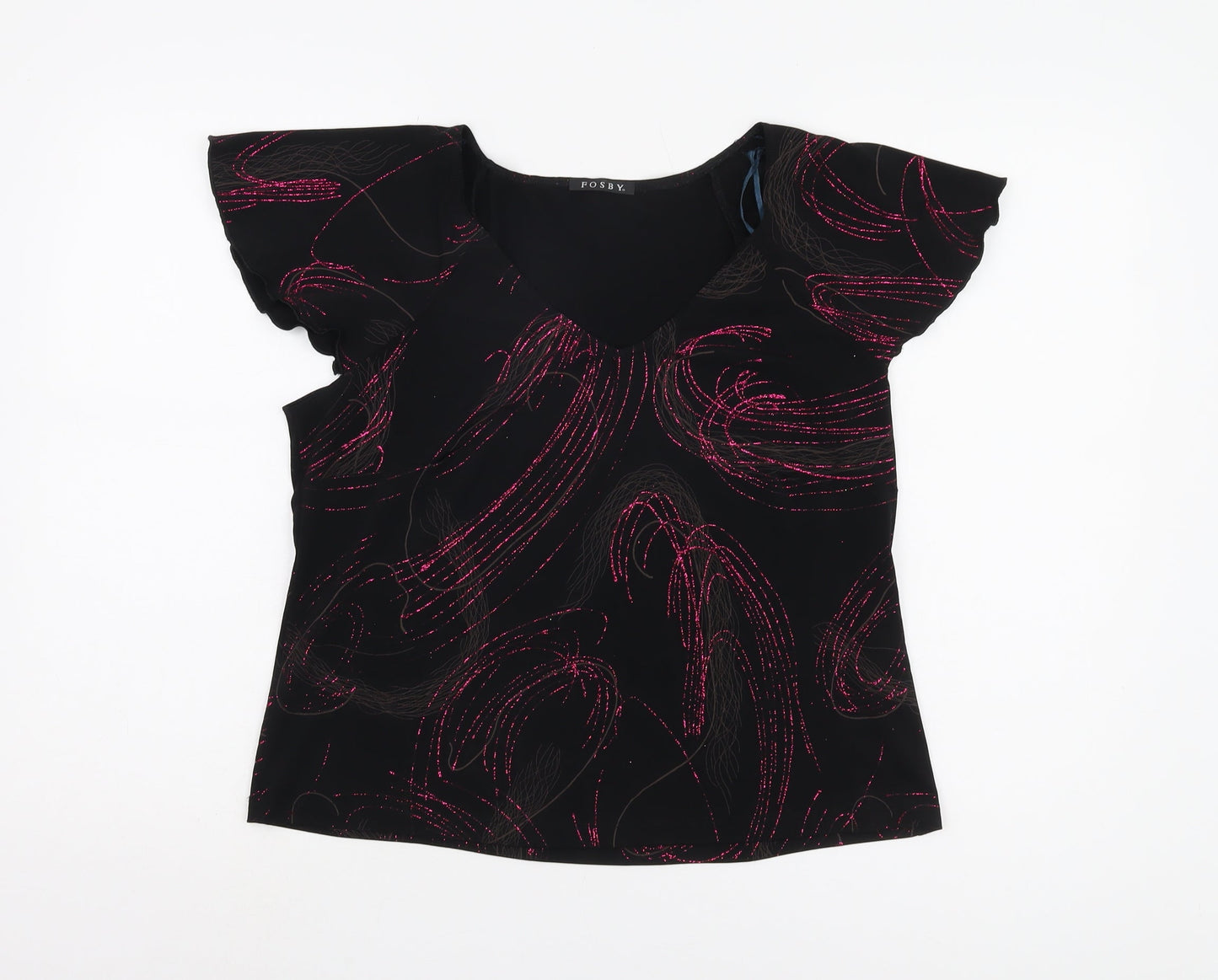 FOSBY Women's Black V-Neck Top Size 16