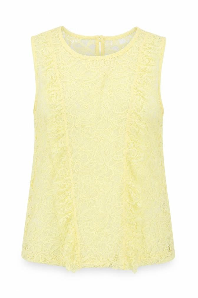 Warehouse Yellow Lace Sleeveless Tank Top UK 8