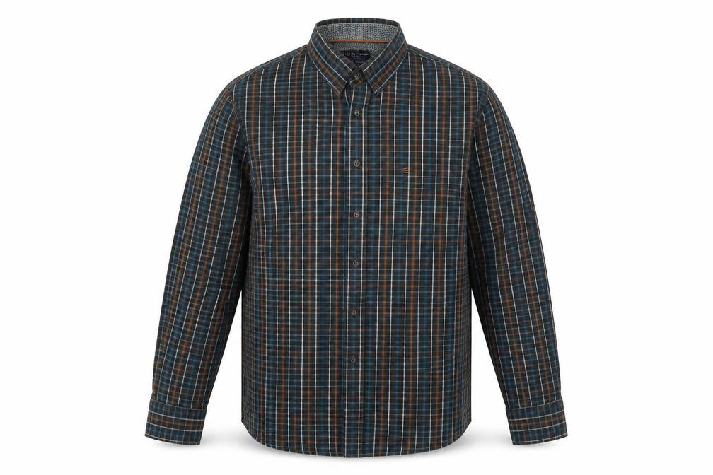 Casa Moda Men's Blue M 39-40" Long Sleeve Checkered Shirt