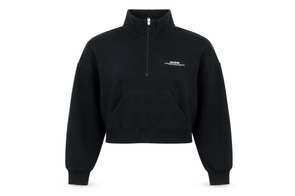Womens UK XS Regular Hollister Black Pullover Sweatshirt