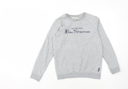 Ben Sherman Boys Grey Pullover Sweatshirt, Logo, 10-11 Years