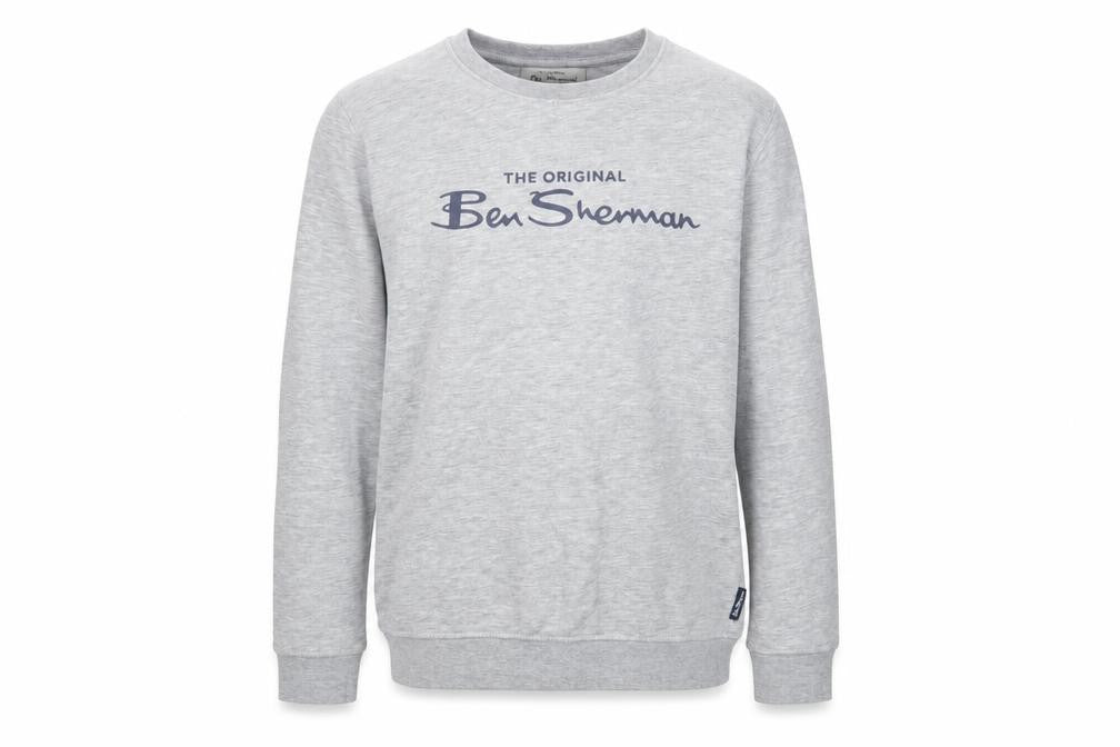 Front view of Ben Sherman boys’ grey pullover sweatshirt, logo, 10-11 years