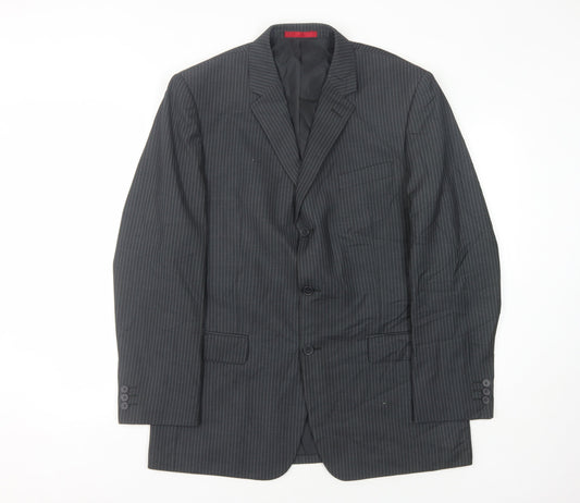 Burton Men's Grey Striped Blazer 42R Regular Fit