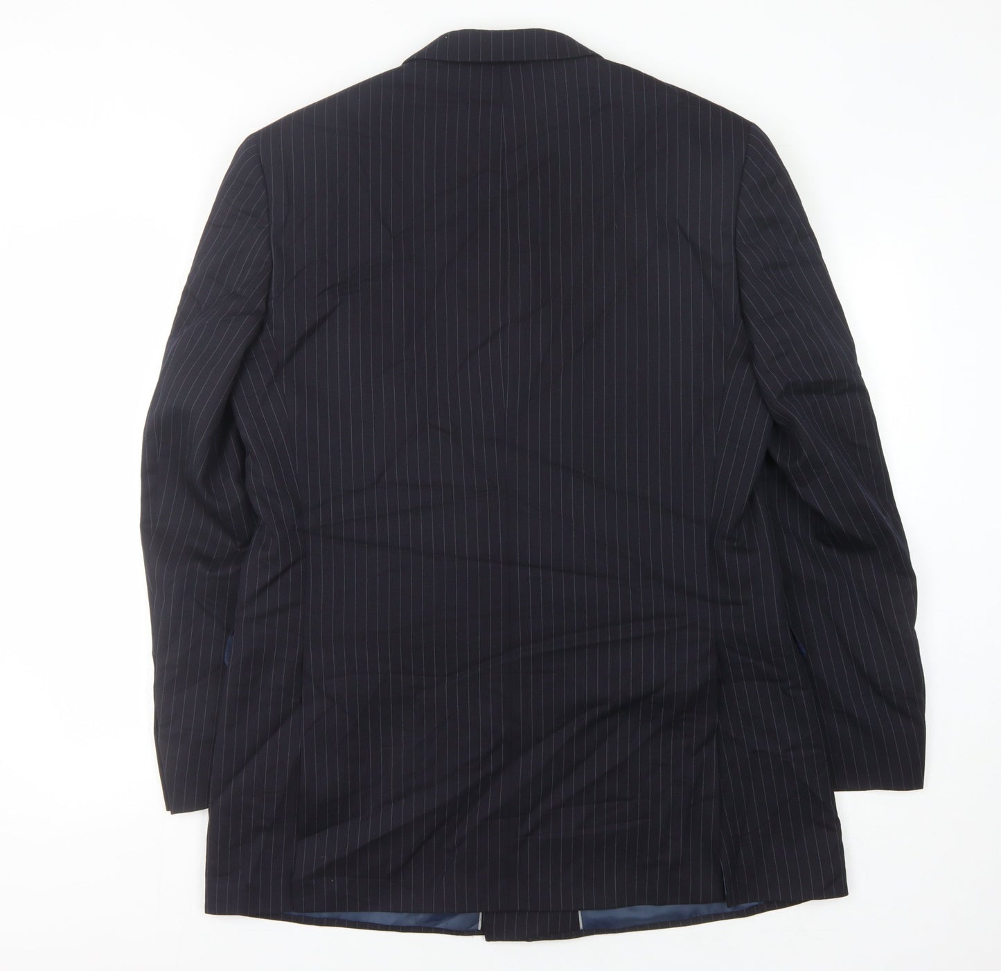 Marks and Spencer Men's Blue Striped Wool Blazer 40L