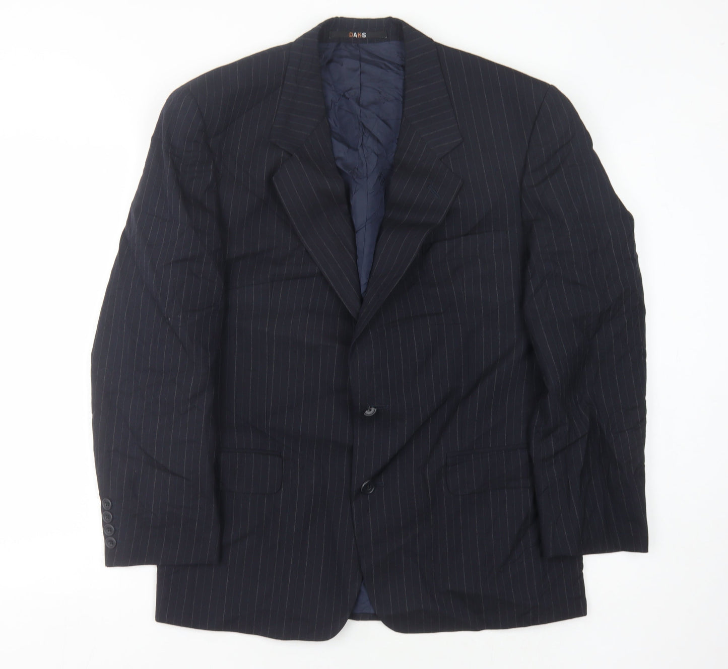 DAKS Men's Blue Striped Suit Jacket Size 40S