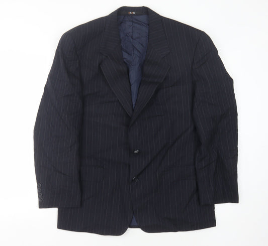 DAKS Men's Blue Striped Suit Jacket Size 40S