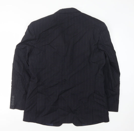 DAKS Men's Blue Striped Suit Jacket Size 40S