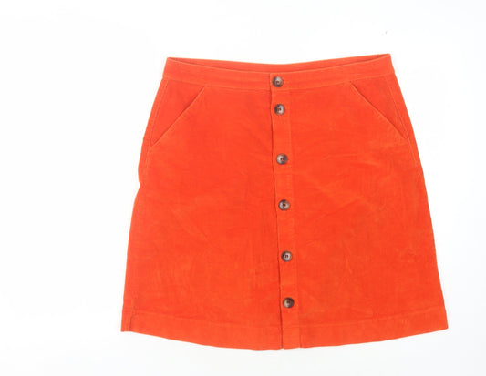 Crew Clothing Women Orange Button Skirt, Size 14