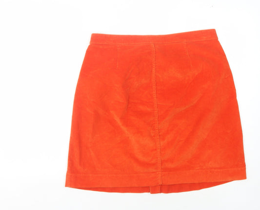 Crew Clothing Women Orange Button Skirt, Size 14