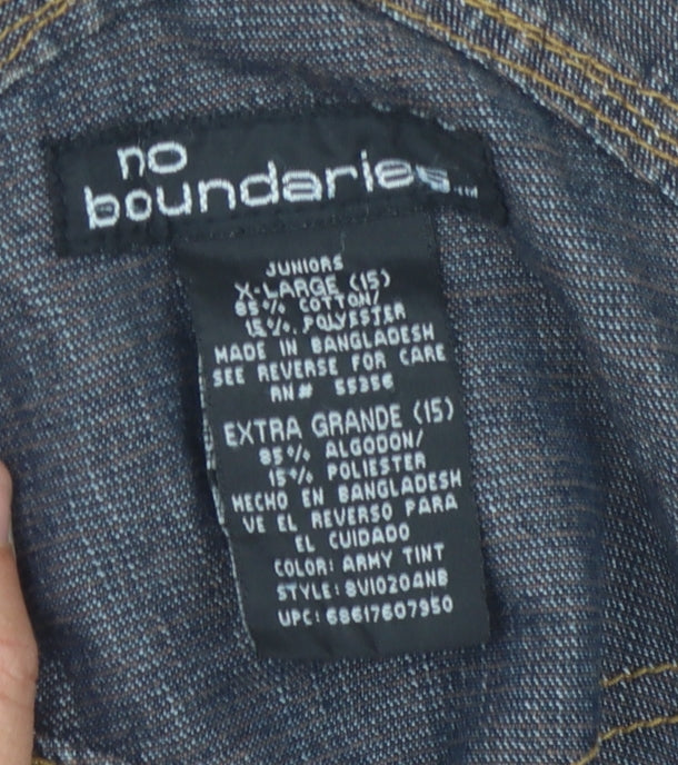 No Boundaries Teens Blue Denim Dungaree XL Jumpsuit