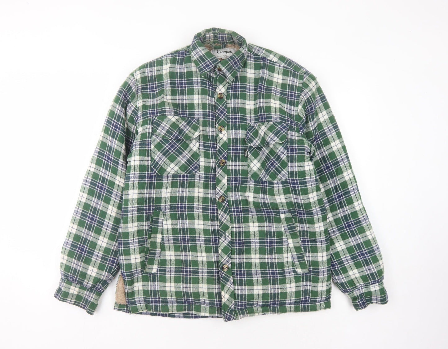 Champion Men's Green Plaid Flannel Shirt S