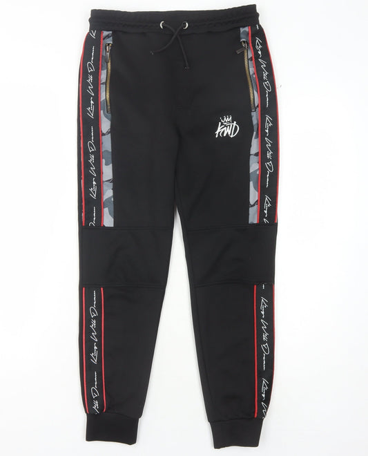 Kings With Dreams Boys Black Jogger Trousers 12-13 Years