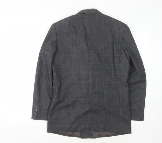 Principles Men's Grey Check Wool Double-Breasted Jacket 36S