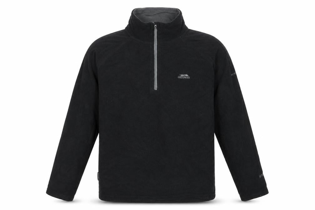 Mens UK M Regular Trespass Black 1/2 Zip Sweatshirt