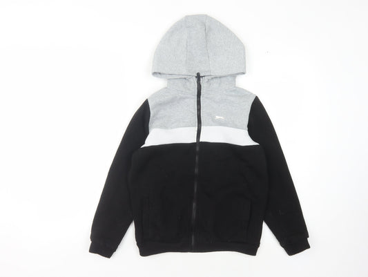 Slazenger Boys Full Zip Hoodie Black Grey 11-12 Years
