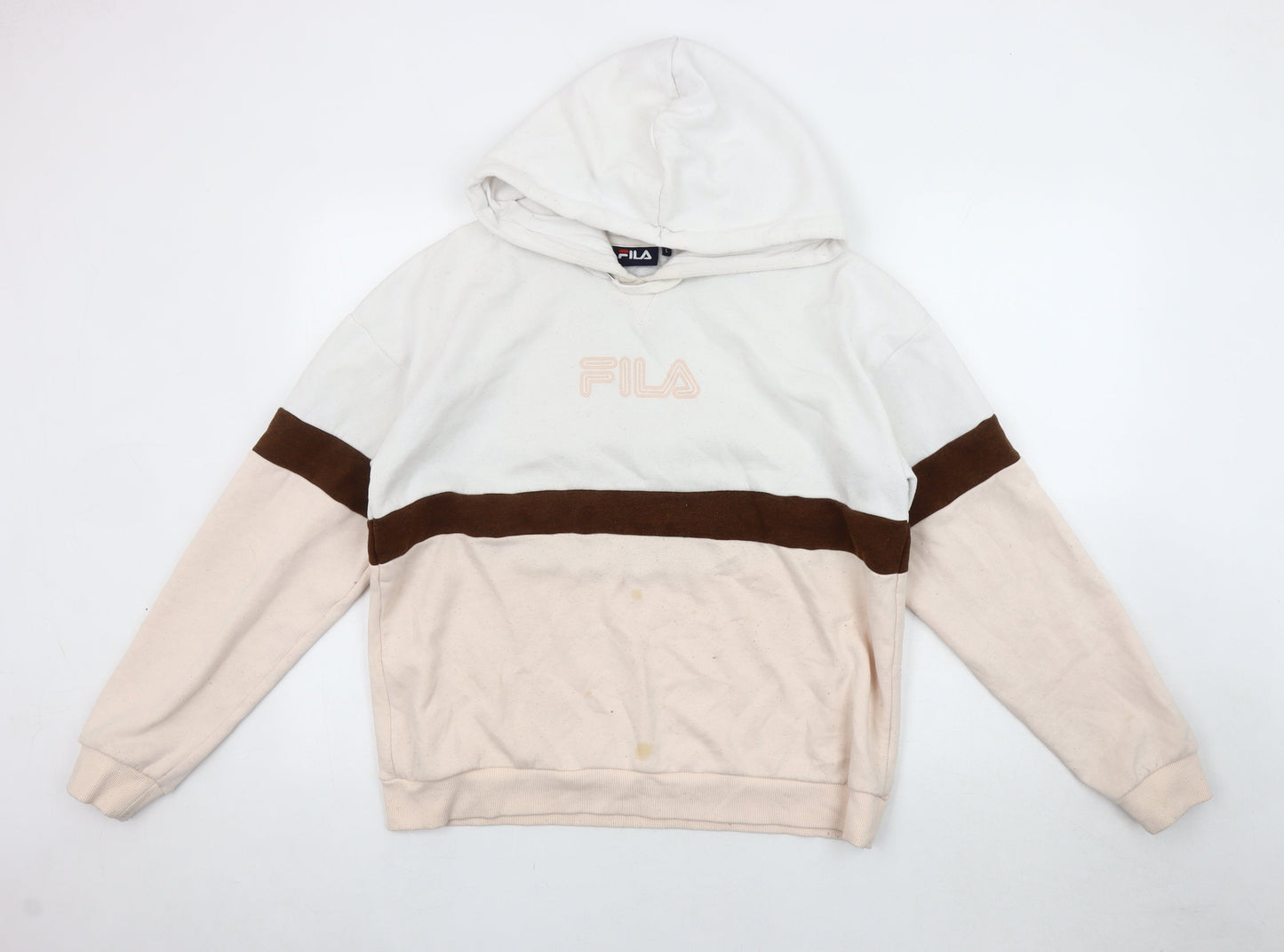 Fila Unisex Adults White L Colourblock Logo Hoodie