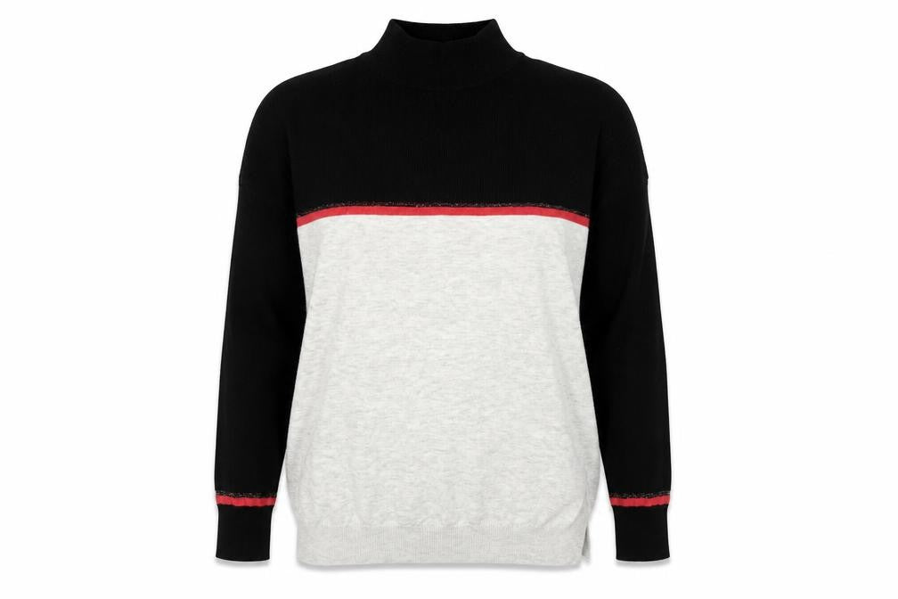 Oliver Bonas Women's Black and Grey High Neck Jumper