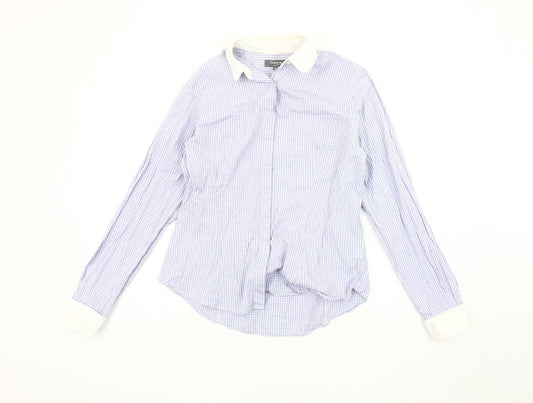 T.M. Lewin Women's Blue Check Button-Up Shirt Size 12