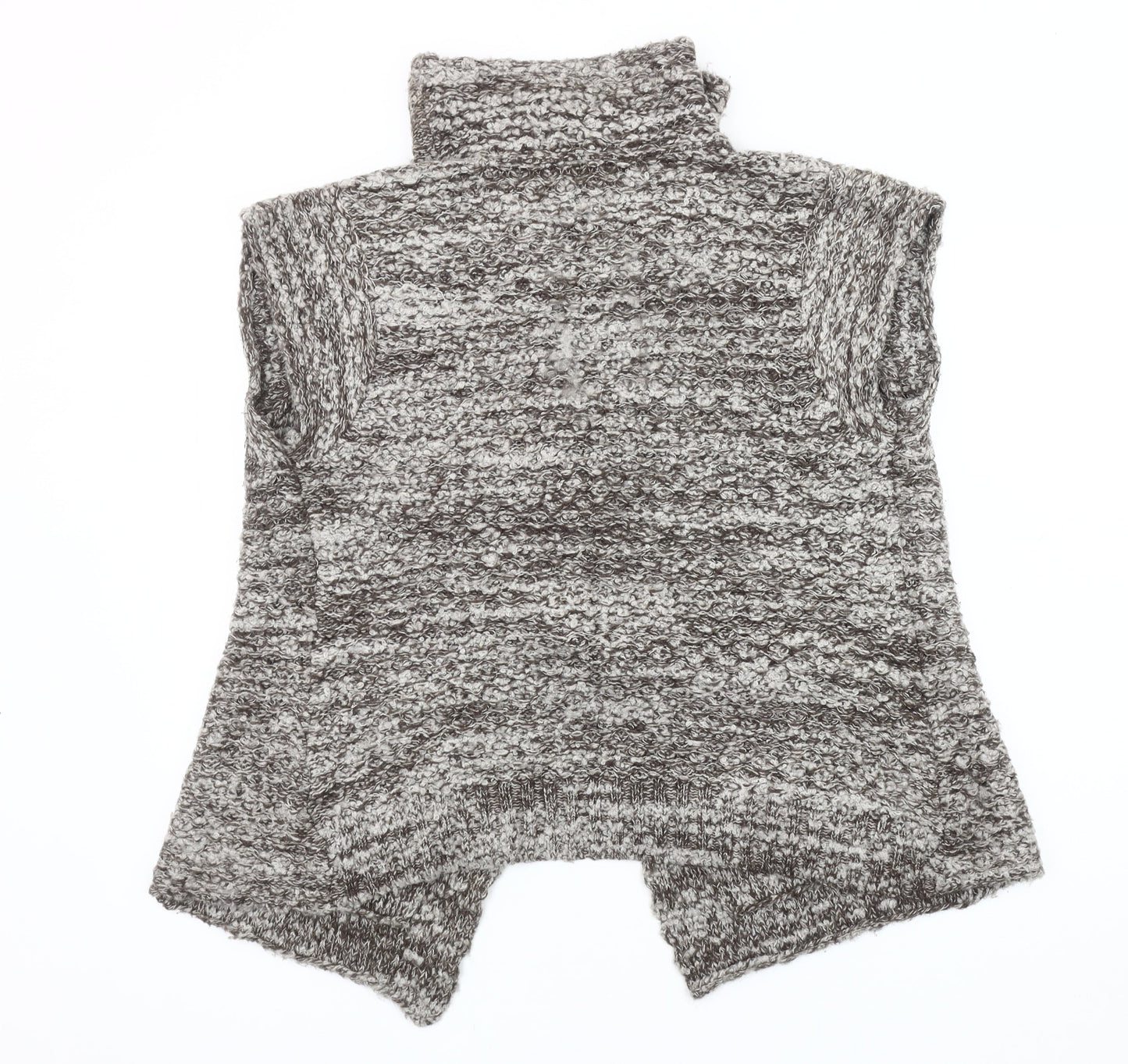 White Stuff Women's Grey Chunky-Knit Vest, Size 12, High Neck, Sleeveless