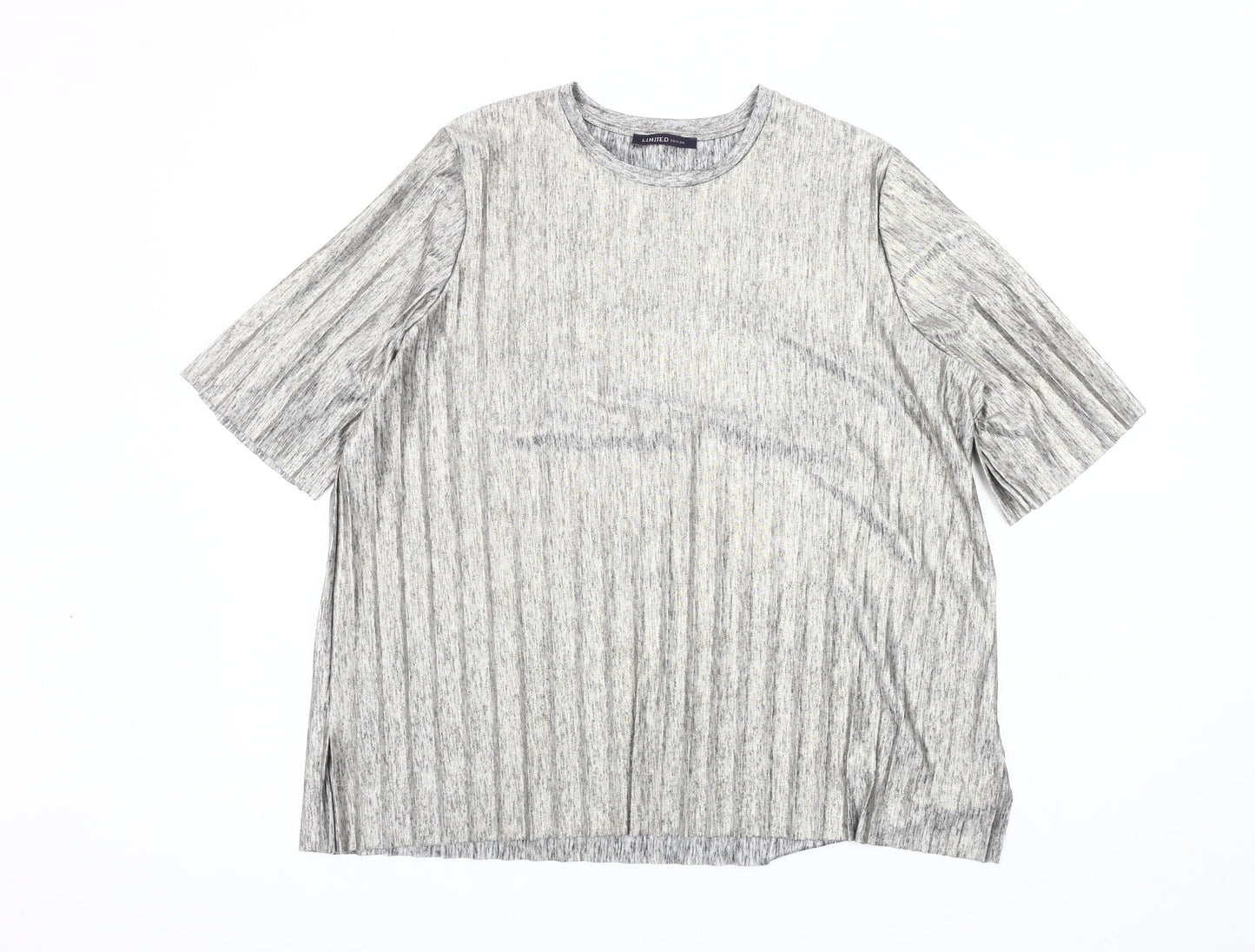 Marks and Spencer Women's Grey Striped T-Shirt Size 16