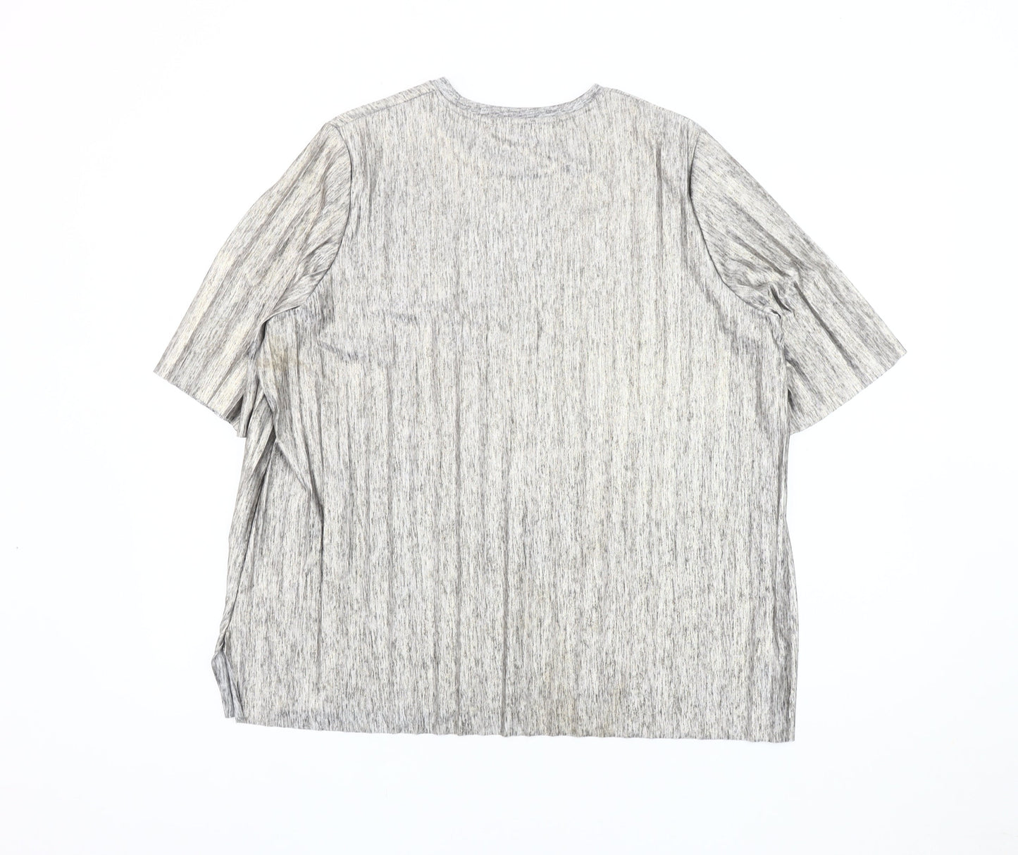 Marks and Spencer Women's Grey Striped T-Shirt Size 16