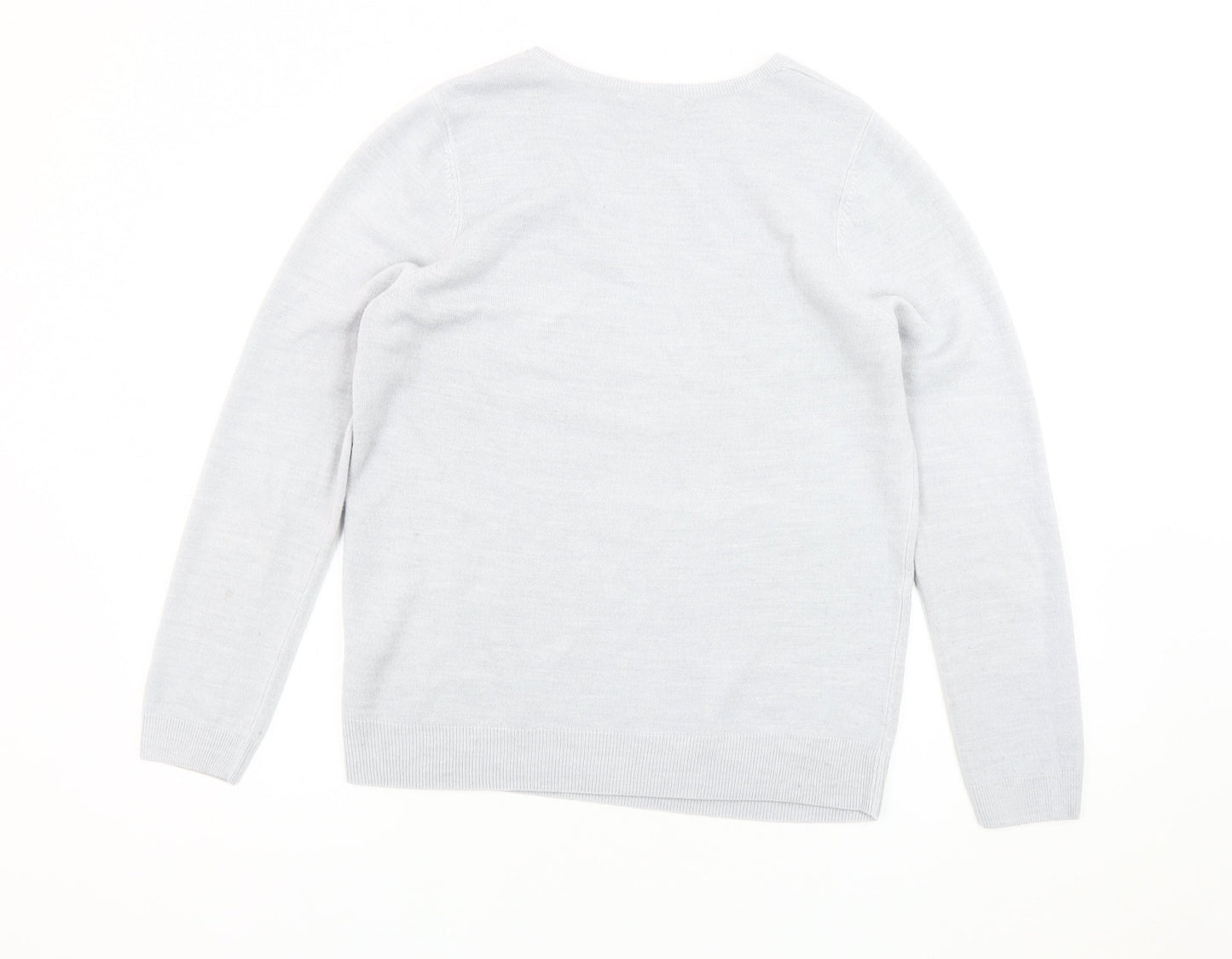 BHS Women's Grey V-Neck Pullover Jumper Size 14