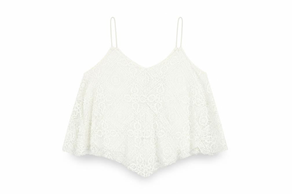 Womens UK Size S American Eagle Outfitters Ivory Cotton Blend Tank