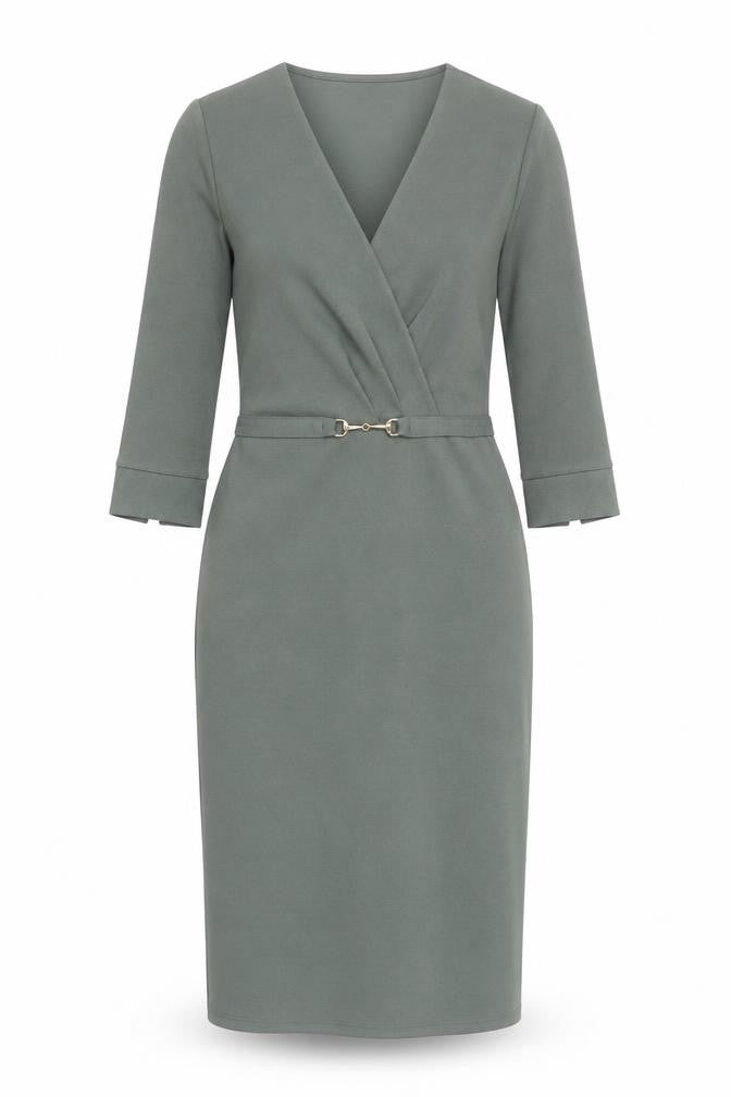 H&M Women's Green Sheath Dress XS - Knee Length V-Neck
