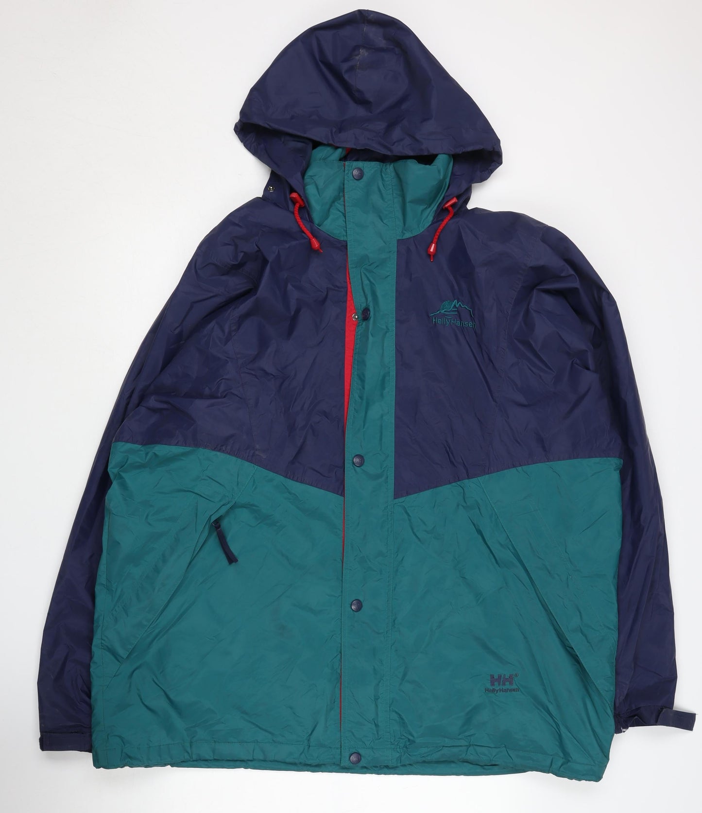 Helly Hansen Men's XL Blue Green Waterproof Rain Jacket